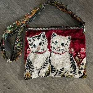 Vintage Cat Tapestry Shoulder Bag